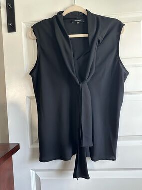 Nine West Black Sleeveless Tie-Neck Top